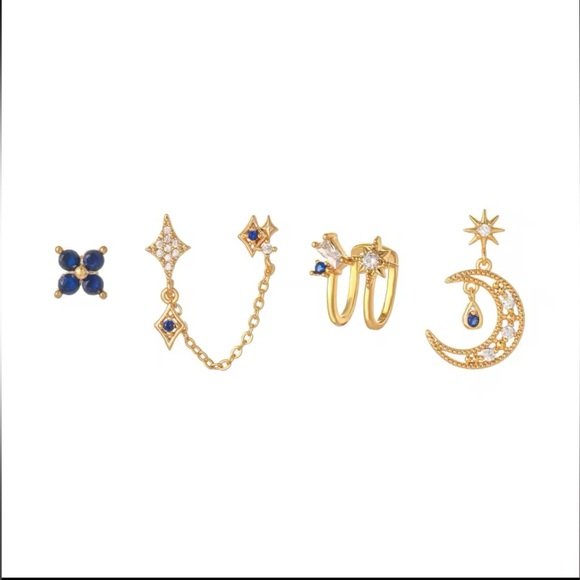 🔥4 For $25🔥 New Vintage Exquisite Moon Star Zircon Earring Set - Picture 3 of 3